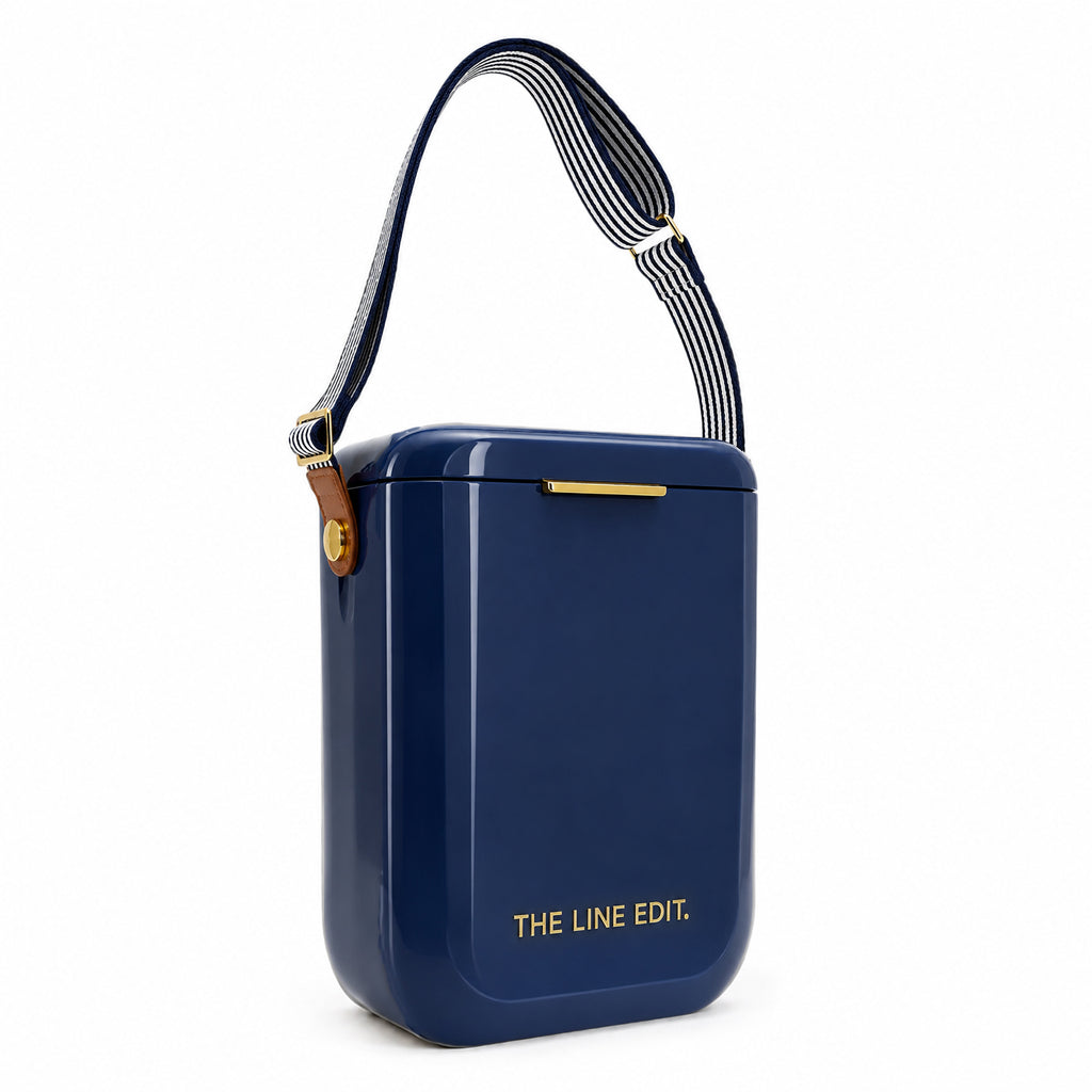 Pavilion wine cooler in Navy Blue, angled view