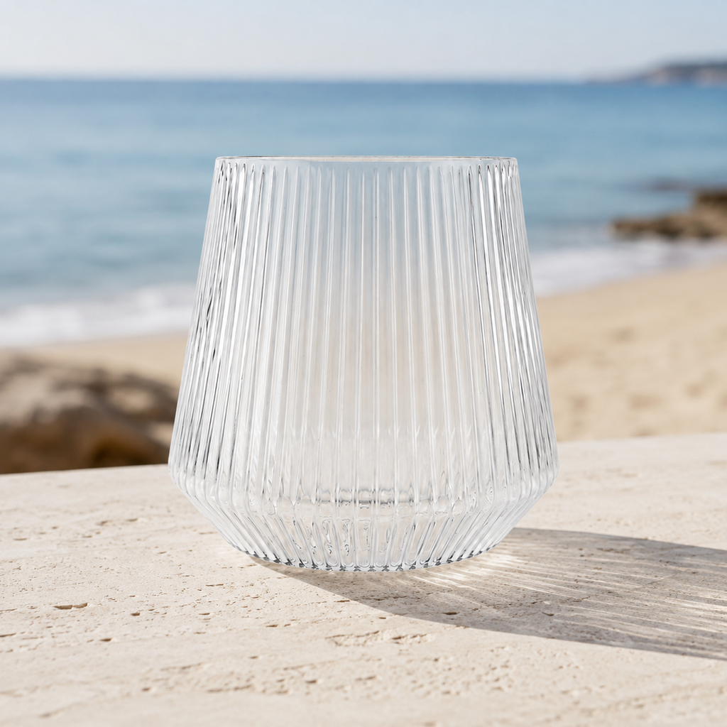 Clear fluted Velora Tritan tumbler, 450ml